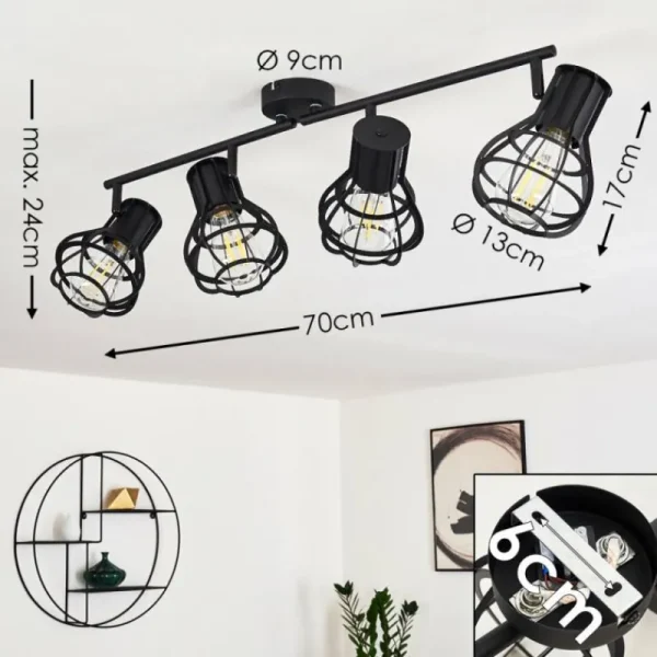 hofstein Plafonnier Gainesville Noir, 4 lumières* Lampes Modernes