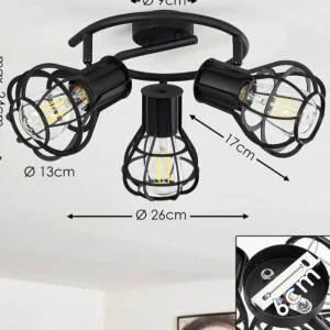 hofstein Plafonnier Gainesville Noir, 3 lumières* Lampes Modernes