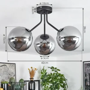 hofstein Plafonnier Gastor Noir, 3 lumières* Lampes Modernes