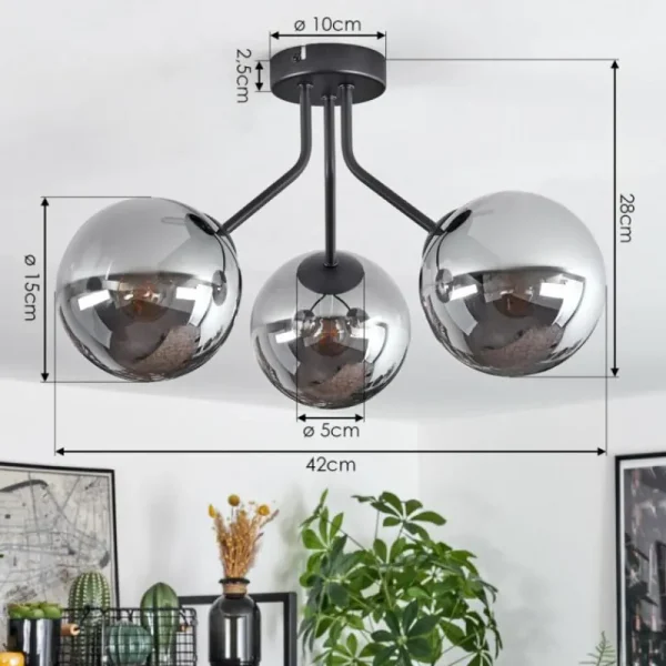 hofstein Plafonnier Gastor Noir, 3 lumières* Lampes Modernes
