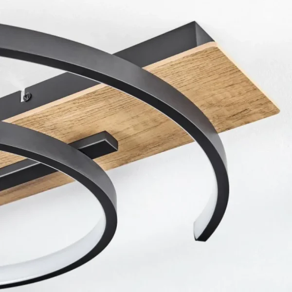 hofstein Plafonnier Gauvin LED Brun, Couleur bois, Noir, 1 lumière* Lampes Modernes