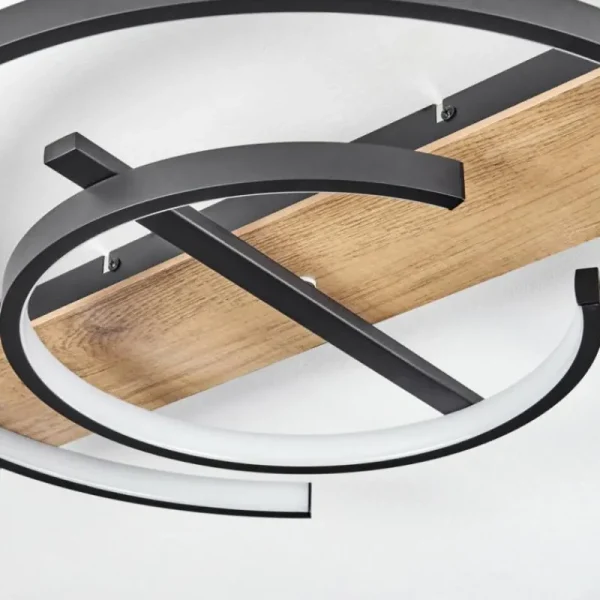 hofstein Plafonnier Gauvin LED Brun, Couleur bois, Noir, 1 lumière* Lampes Modernes