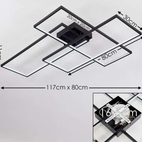 hofstein Plafonnier Ghana LED Noir, 1 lumière, Télécommandes* Lampes Modernes