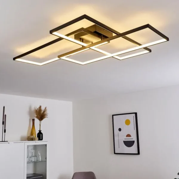 hofstein Plafonnier Ghana LED Noir, 1 lumière, Télécommandes* Lampes Modernes