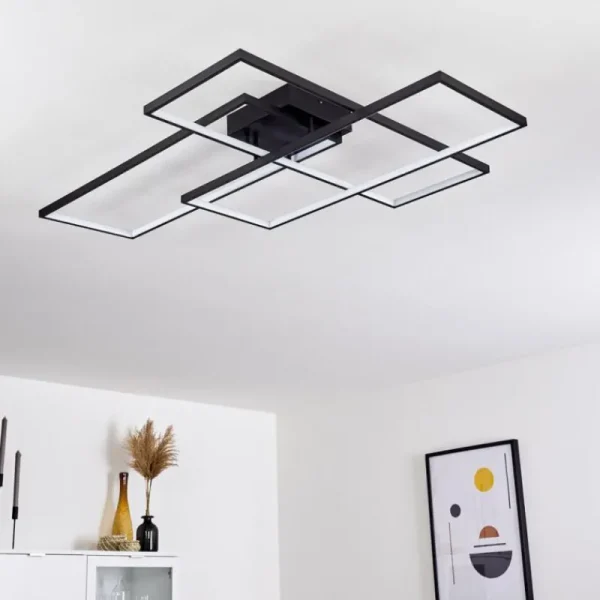 hofstein Plafonnier Ghana LED Noir, 1 lumière, Télécommandes* Lampes Modernes