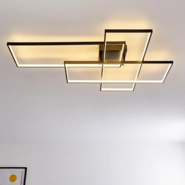 hofstein Plafonnier Ghana LED Noir, 1 lumière, Télécommandes* Lampes Modernes