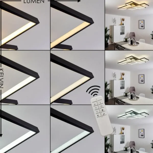 hofstein Plafonnier Ghana LED Noir, 1 lumière, Télécommandes* Lampes Modernes
