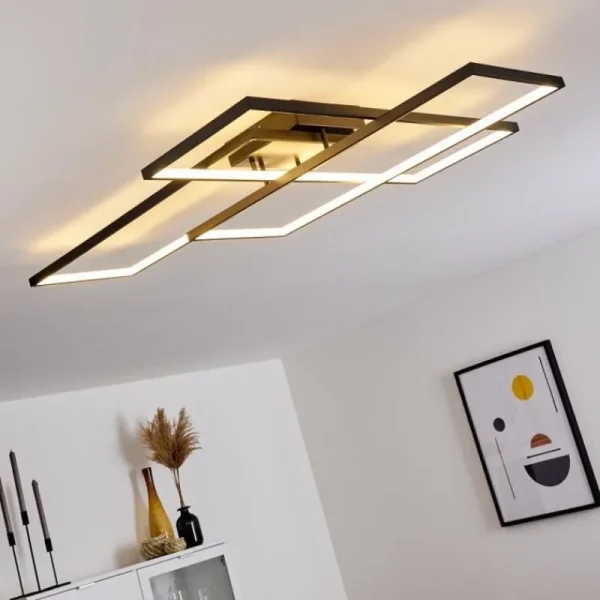 hofstein Plafonnier Ghana LED Noir, 1 lumière, Télécommandes* Lampes Modernes