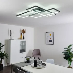 hofstein Plafonnier Ghana LED Noir, 1 lumière, Télécommandes* Lampes Modernes