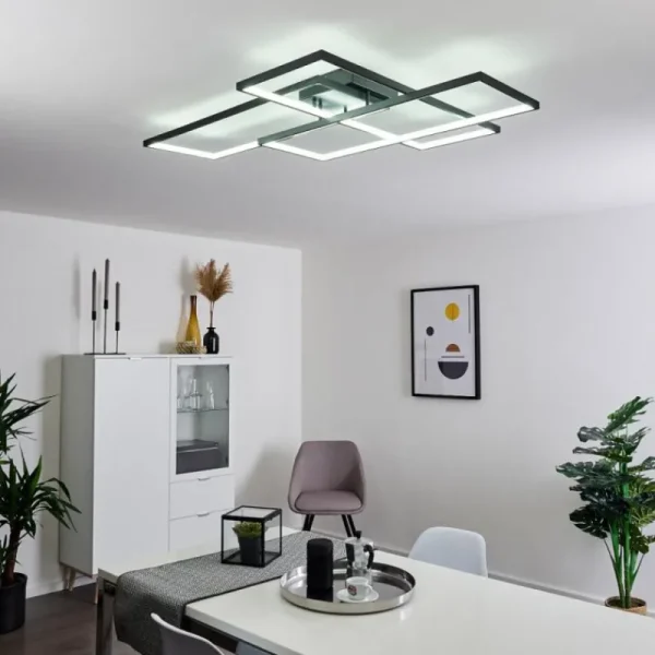 hofstein Plafonnier Ghana LED Noir, 1 lumière, Télécommandes* Lampes Modernes