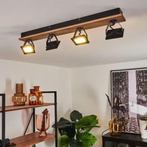 hofstein Plafonnier Giresta LED Bois foncé, Noir, 4 lumières* Lampes Modernes