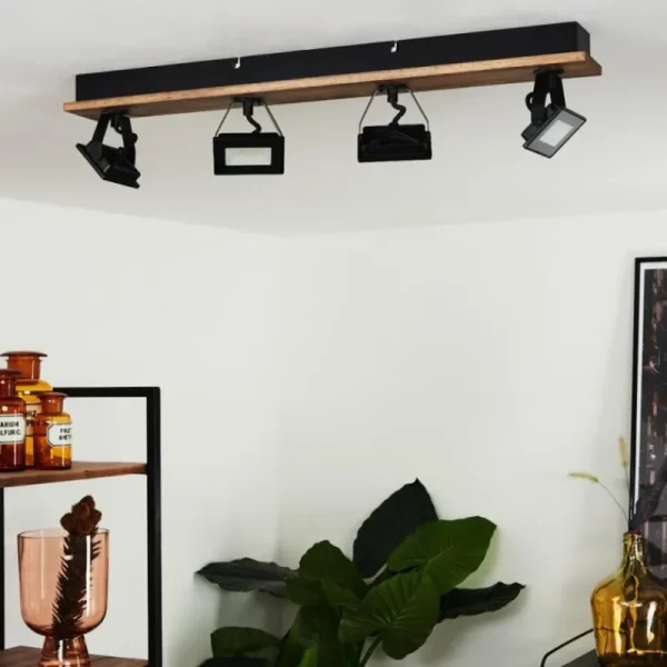 hofstein Plafonnier Giresta LED Bois foncé, Noir, 4 lumières* Lampes Modernes