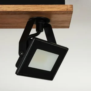 hofstein Plafonnier Giresta LED Bois foncé, Noir, 4 lumières* Lampes Modernes