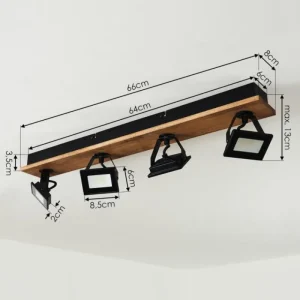 hofstein Plafonnier Giresta LED Bois foncé, Noir, 4 lumières* Lampes Modernes