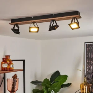 hofstein Plafonnier Giresta LED Bois foncé, Noir, 4 lumières* Lampes Modernes