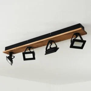 hofstein Plafonnier Giresta LED Bois foncé, Noir, 4 lumières* Lampes Modernes