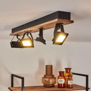 hofstein Plafonnier Giresta LED Bois foncé, Noir, 4 lumières* Lampes Modernes