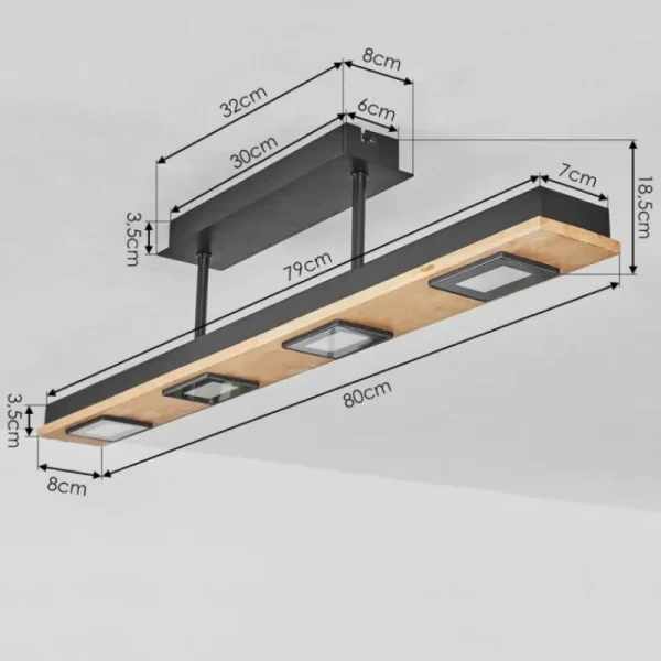 hofstein Plafonnier Giresta LED Noir, 4 lumières* Lampes Modernes