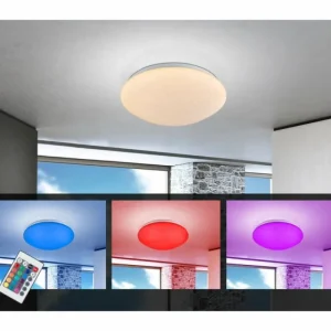 Luminaires Globo Lighting Plafonnier Globo Atreju I LED Blanc, 1 lumière, Télécommandes, Changeur de couleurs* Lampes En Verre