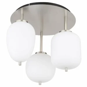 Luminaires Globo Lighting Plafonnier Globo BLACKY Nickel mat, 3 lumières* Lampes En Verre