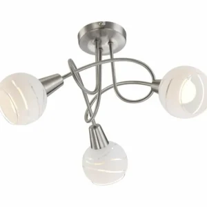 Luminaires Globo Lighting Plafonnier Globo ELLIOTT Nickel mat, 3 lumières* Lampes En Verre