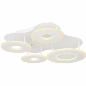 Luminaires Globo Lighting Plafonnier Globo FLAVETTO LED Blanc, 1 lumière, Télécommandes* Lampes En Verre