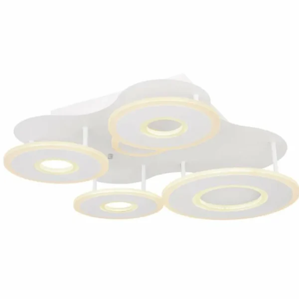 Luminaires Globo Lighting Plafonnier Globo FLAVETTO LED Blanc, 1 lumière, Télécommandes* Lampes En Verre