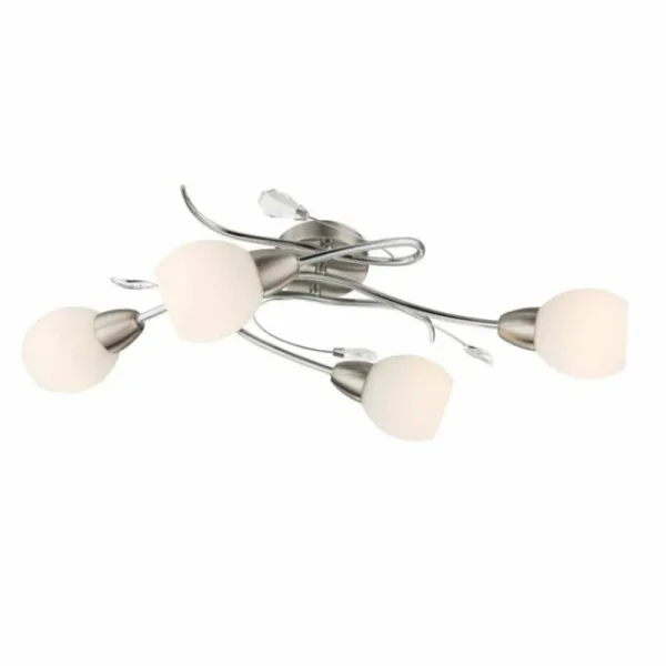 Luminaires Globo Lighting Plafonnier Globo Lilly Chrome, Nickel mat, 4 lumières* Lampes En Verre