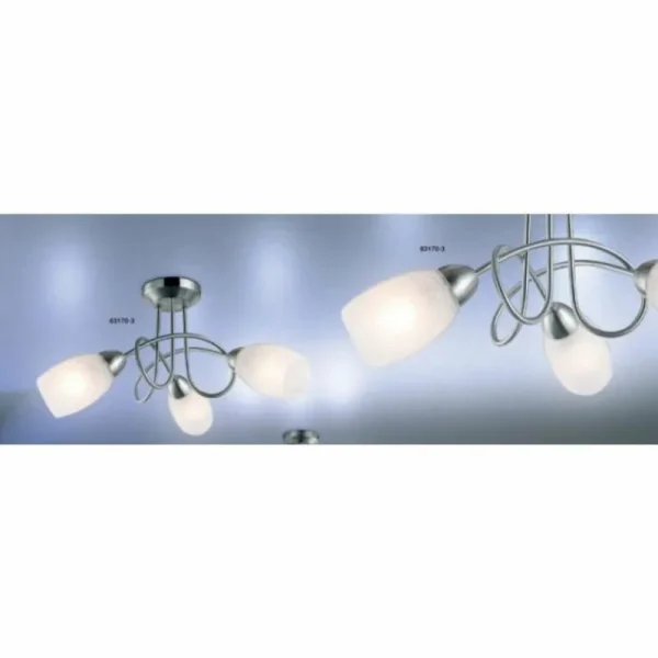 Luminaires Globo Lighting Plafonnier Globo MITIS Acier inoxydable, Nickel mat, Blanc, 3 lumières* Lampes En Verre