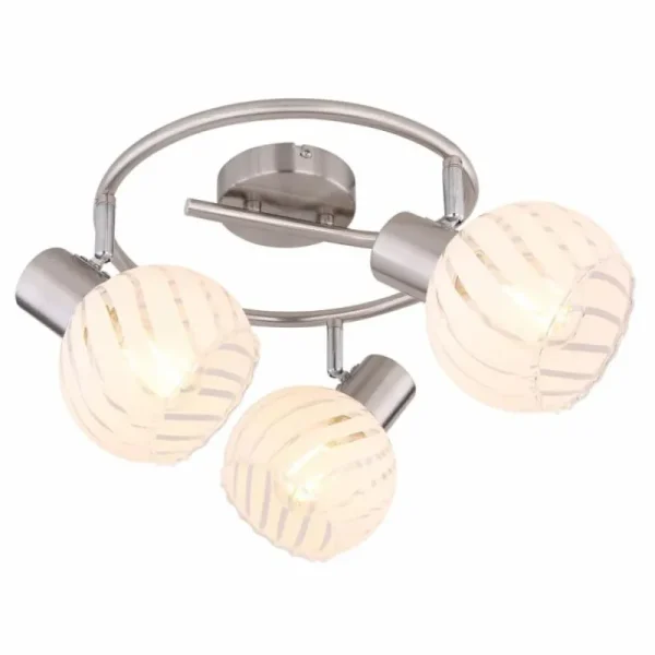 Luminaires Globo Lighting Plafonnier Globo WILLY Nickel mat, 3 lumières* Lampes En Verre