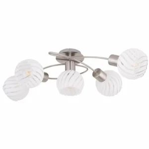 Luminaires Globo Lighting Plafonnier Globo WILLY Nickel mat, 5 lumières* Lampes En Verre