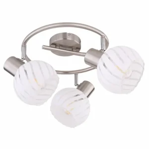 Luminaires Globo Lighting Plafonnier Globo WILLY Nickel mat, 3 lumières* Lampes En Verre