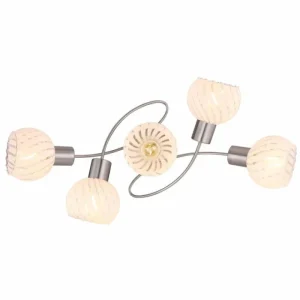 Luminaires Globo Lighting Plafonnier Globo WILLY Nickel mat, 5 lumières* Lampes En Verre