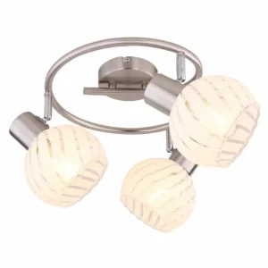 Luminaires Globo Lighting Plafonnier Globo WILLY Nickel mat, 3 lumières* Lampes En Verre