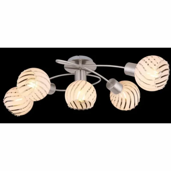 Luminaires Globo Lighting Plafonnier Globo WILLY Nickel mat, 5 lumières* Lampes En Verre