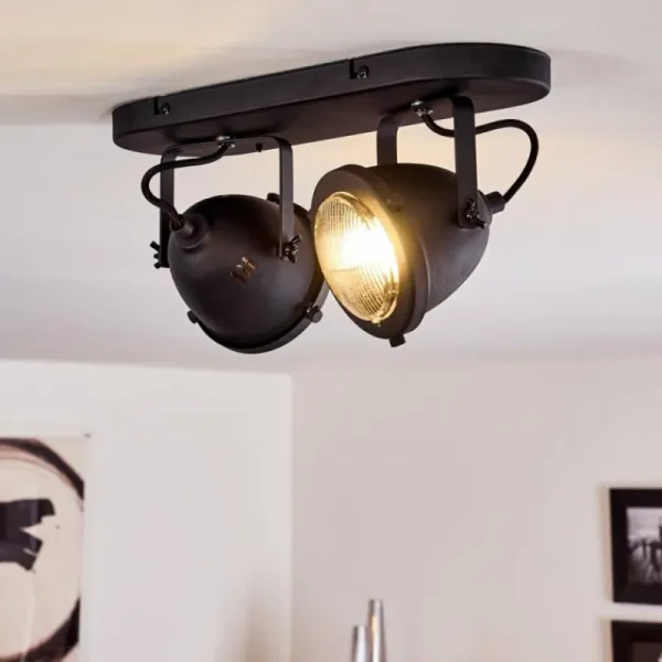 hofstein Plafonnier Glostrup Noir, 2 lumières* Lampes En Verre