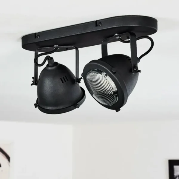 hofstein Plafonnier Glostrup Noir, 2 lumières* Lampes En Verre