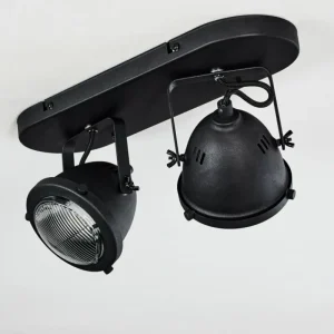 hofstein Plafonnier Glostrup Noir, 2 lumières* Lampes En Verre