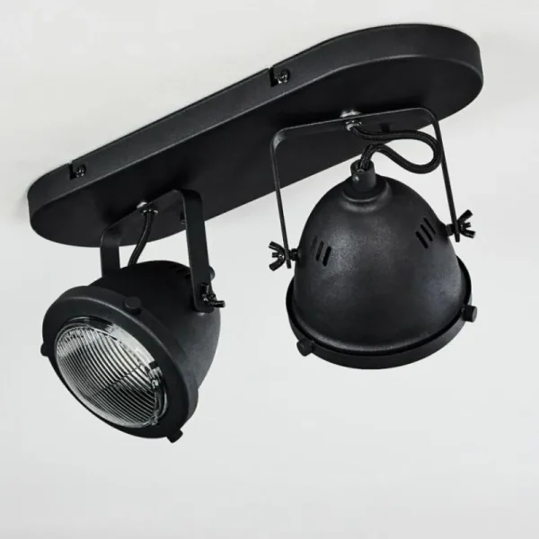hofstein Plafonnier Glostrup Noir, 2 lumières* Lampes En Verre