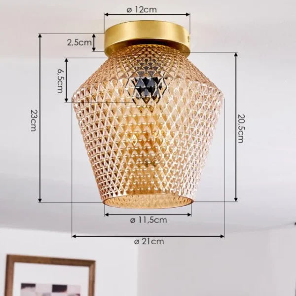 hofstein Plafonnier Gombua Laiton, 1 lumière* Lampes En Verre