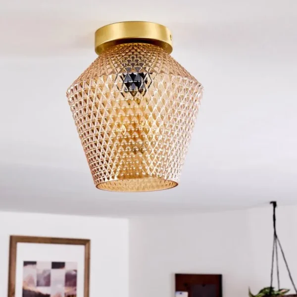 hofstein Plafonnier Gombua Laiton, 1 lumière* Lampes En Verre
