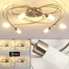 hofstein Plafonnier Gordola LED Acier brossé, 6 lumières* Lampes En Verre