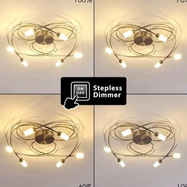 hofstein Plafonnier Gordola LED Acier brossé, 6 lumières* Lampes En Verre
