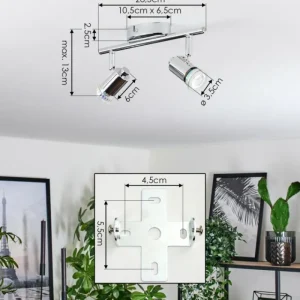 hofstein Plafonnier Grafberg Chrome, 2 lumières* Lampes Modernes