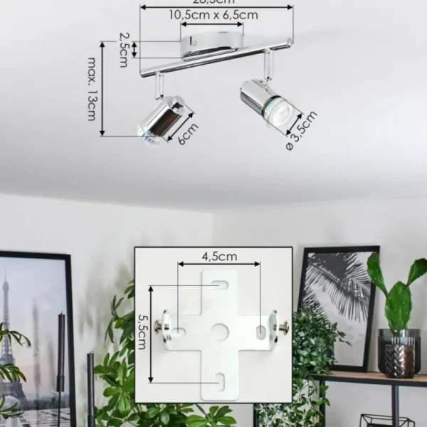 hofstein Plafonnier Grafberg Chrome, 2 lumières* Lampes Modernes
