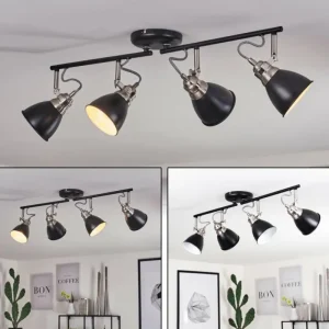 hofstein Plafonnier Gralingen Nickel mat, Noir, 4 lumières* Lampes Modernes