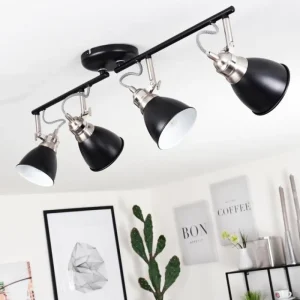 hofstein Plafonnier Gralingen Nickel mat, Noir, 4 lumières* Lampes Modernes