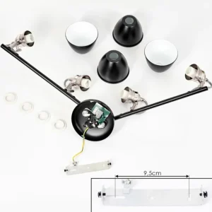 hofstein Plafonnier Gralingen Nickel mat, Noir, 4 lumières* Lampes Modernes