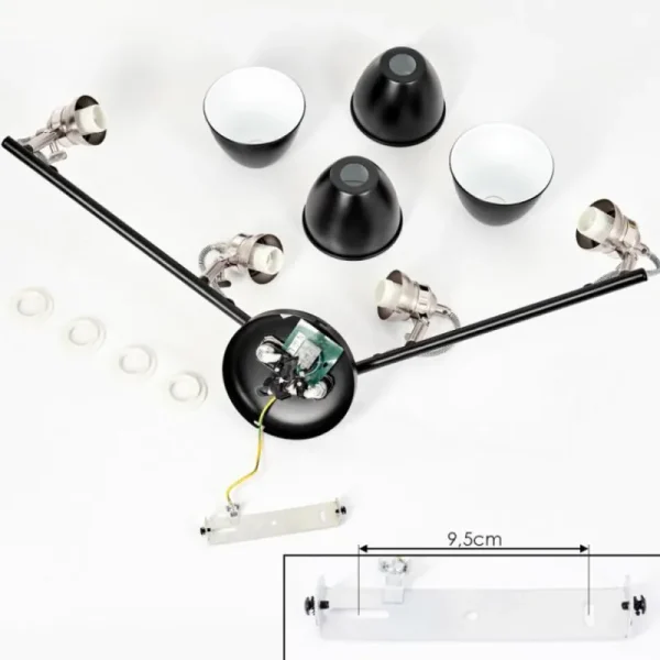 hofstein Plafonnier Gralingen Nickel mat, Noir, 4 lumières* Lampes Modernes