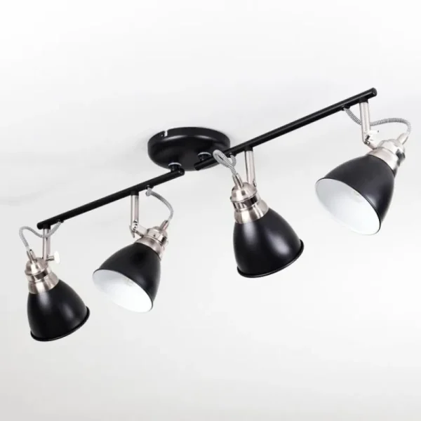 hofstein Plafonnier Gralingen Nickel mat, Noir, 4 lumières* Lampes Modernes